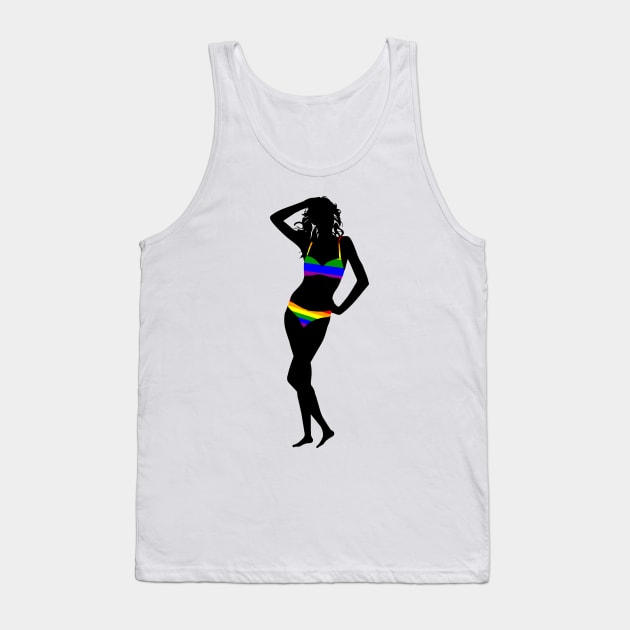 Rainbow bikini Tank Top by DorothyGoesGlamping